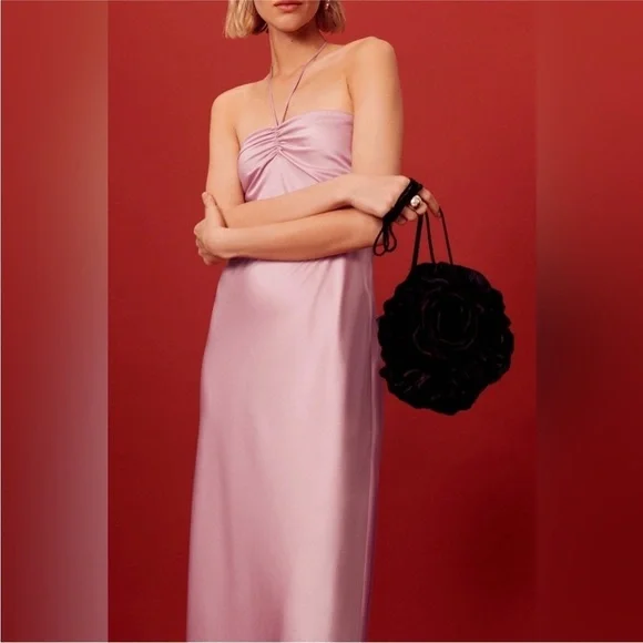 NEW Reformation Valora Satin Halter Dress Sz 12 Babygirl Pink - Picture 4 of 10